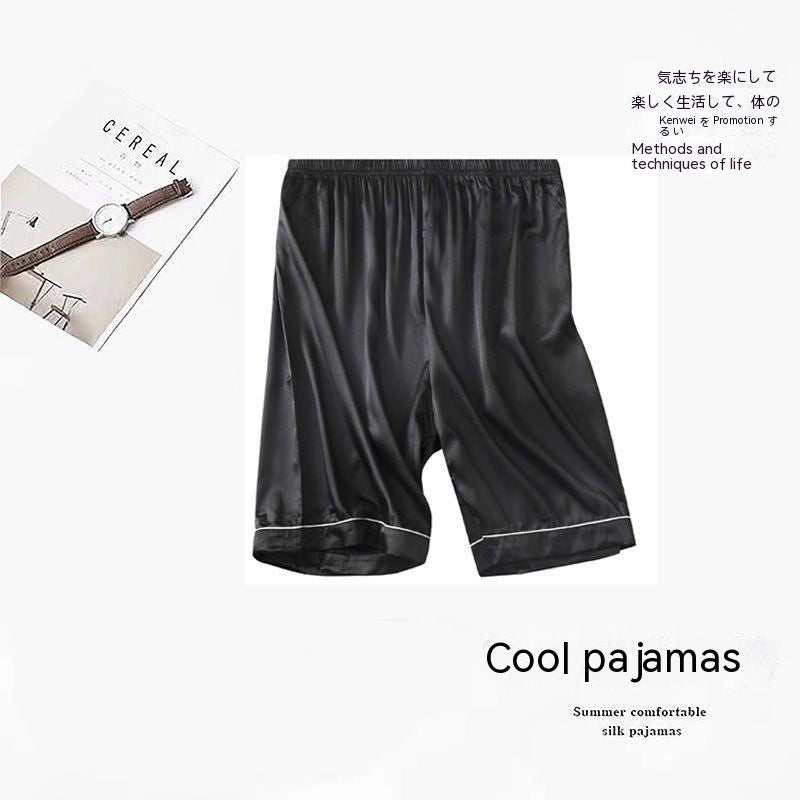 Herrpyjamasshorts i tunt silke, stora storlekar, issilke