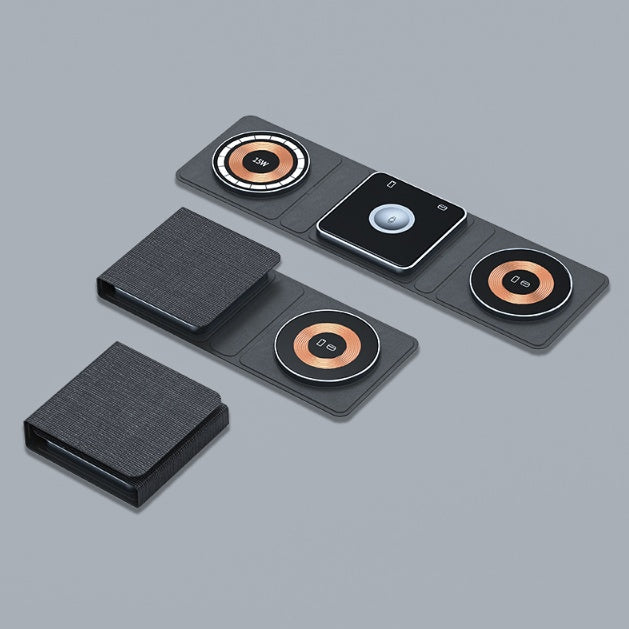 3 IN 1 Magnetic Folding Trådlös Laddningsstation För IPhone Transparent Snabbladdning För IWatch Och Airpods