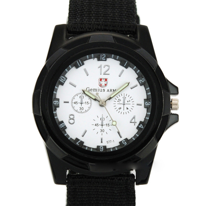 Militär Herr Gemiös Armé Sport Rund Urtavla Ny Quartz Nylonband Armbandsur
