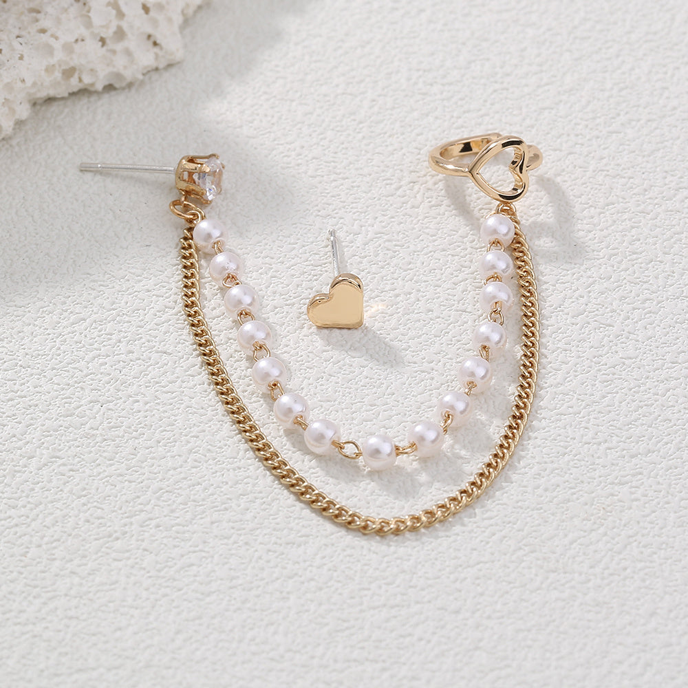 Korean Version Of The Pearl Earring Earring Earbone Clip No Ear Holes Cold Wind Love Earrings Ornaments