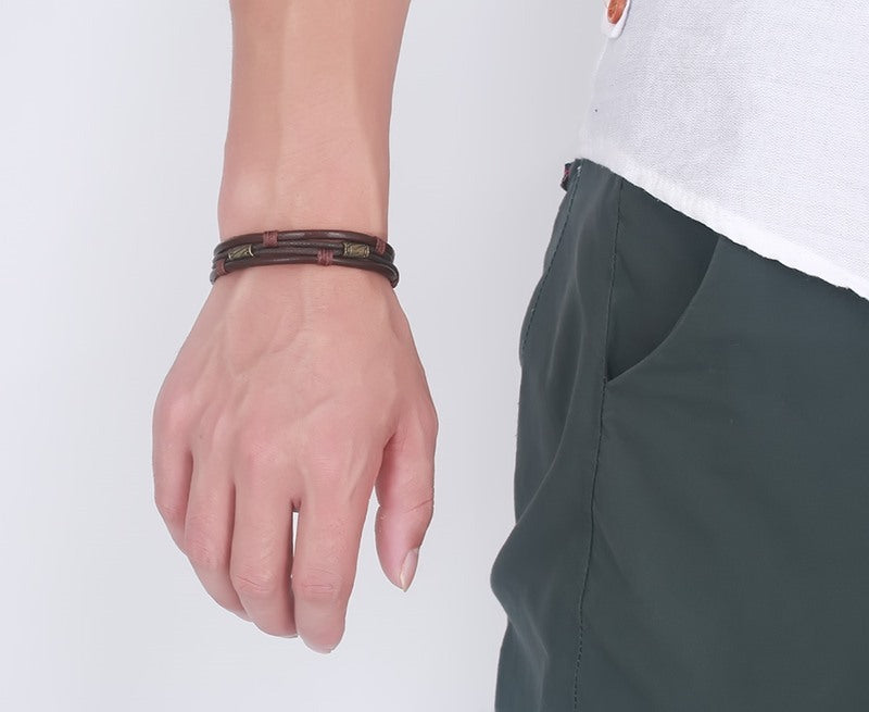 Retro armband i flätat läder för män