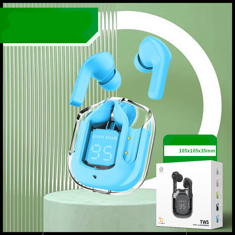 Nytt Mini Transparent trådlöst Bluetooth Headset Digital Display ENC brusreducering True Wireless Sports Music