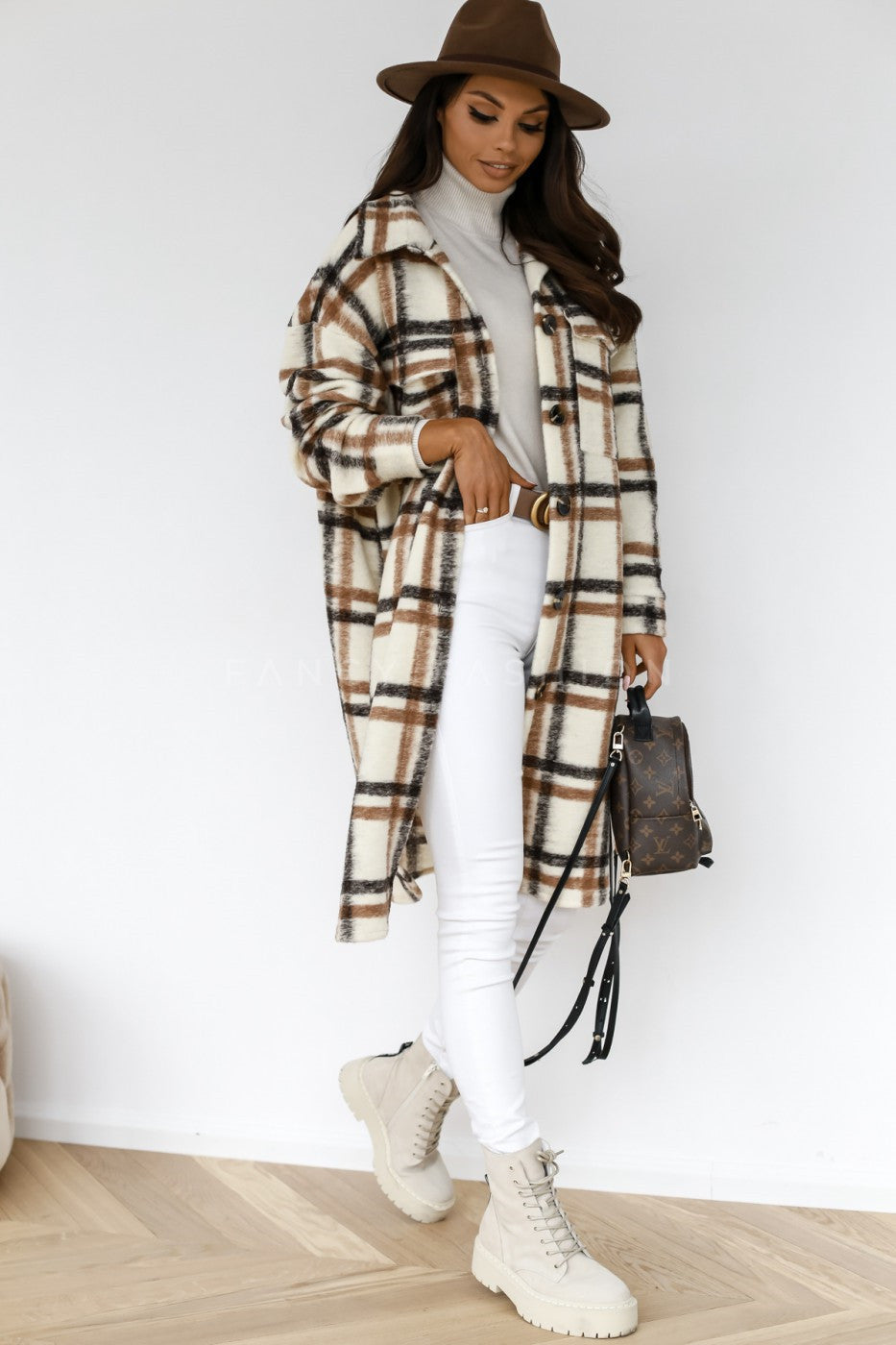 Knapp revers casual varm plaid long ull rocka