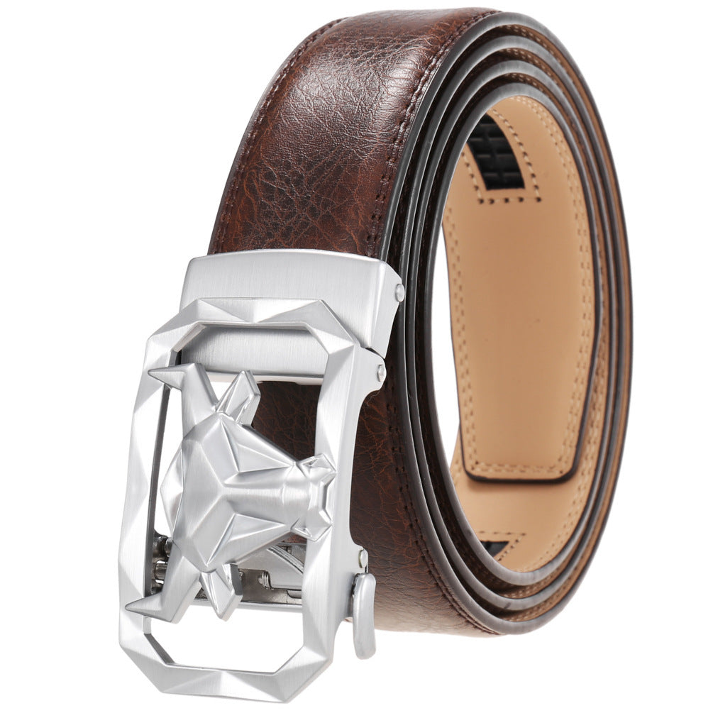 Men's Fashion Leather Belt Alloy Automatic Buckle - Style Versatility