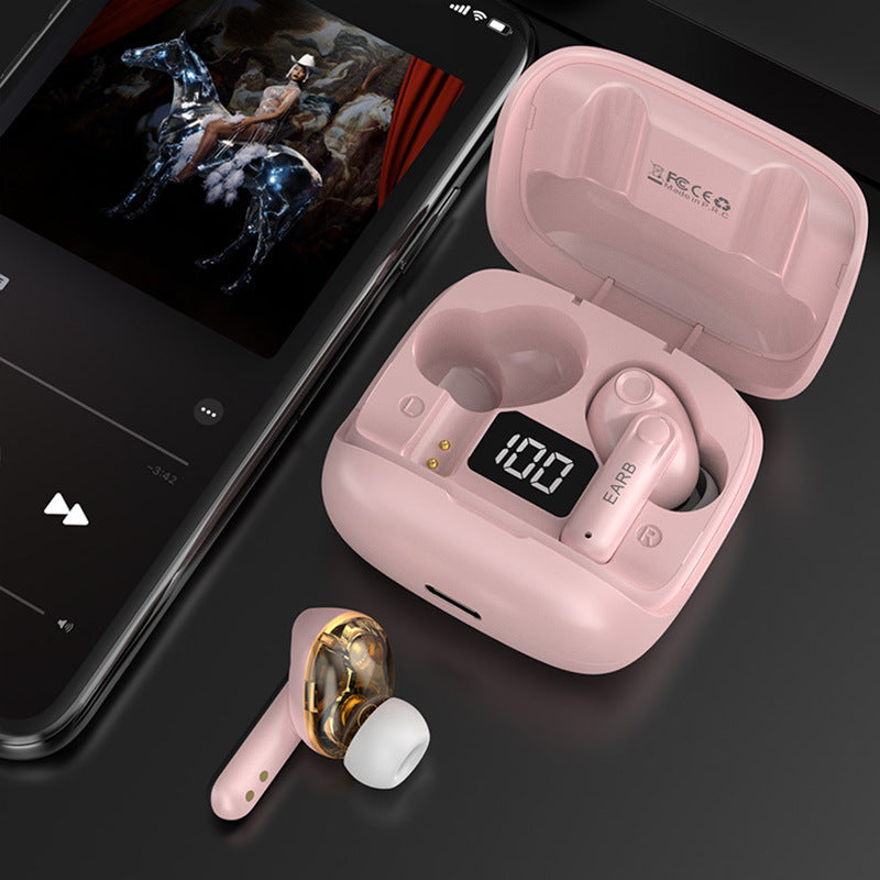 Nytt Mini Transparent trådlöst Bluetooth Headset Digital Display ENC brusreducering True Wireless Sports Music
