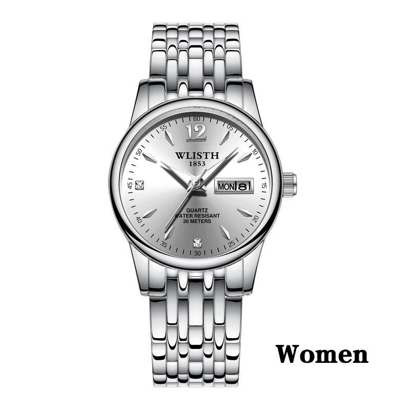 Femmes robe montre or Rose en acier inoxydable WLISTH marque mode dames montre-bracelet semaine Date Quartz horloge femme montres de luxe