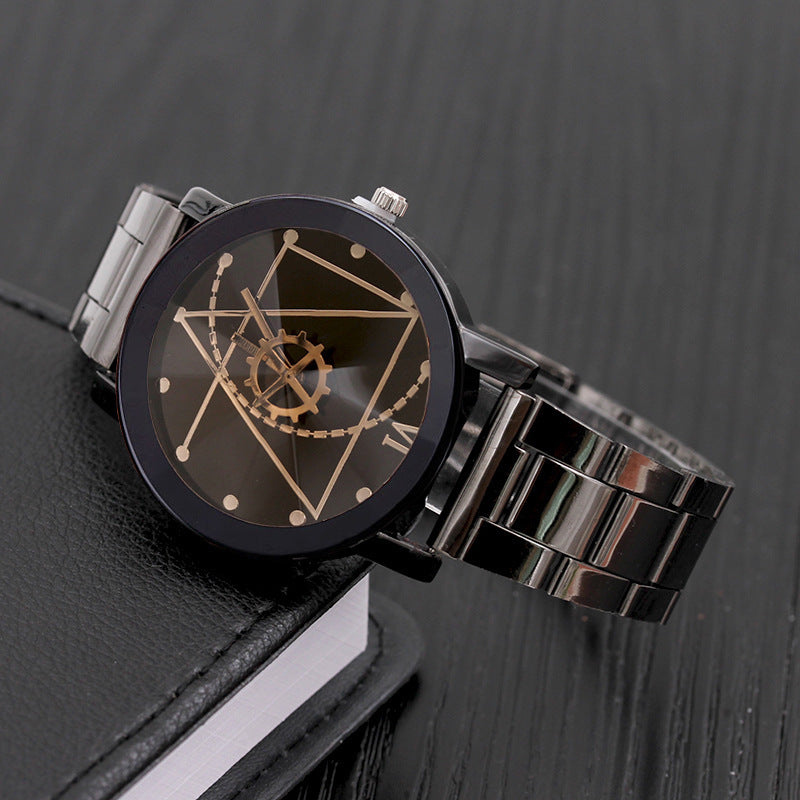 Montre en acier à plateau tournant avec boussole, équipement de mode, montres de Couple pour hommes et femmes