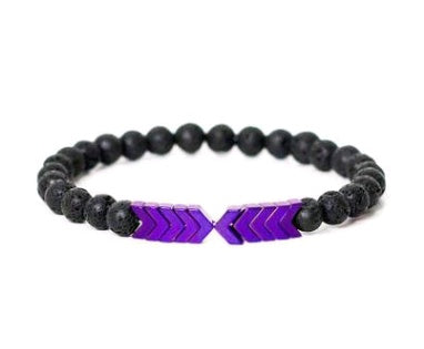 Lila pil män och kvinnor Naturstensarmband Volcanic Stone Magnet armbindel