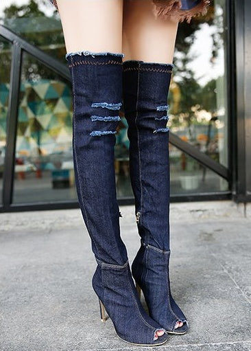 Fish Mouth Cow Knee Boots - Stylish Stretch Tube Boots