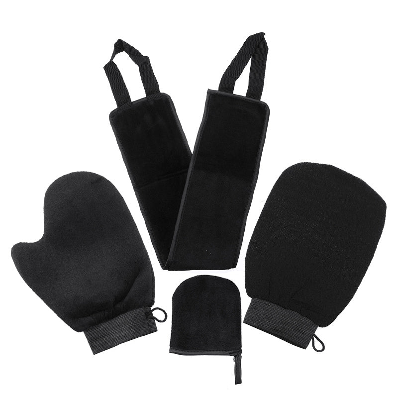 Brun utan sol-applikatorhandske-kit 4-i-1-applikatorset med exfolierande handske