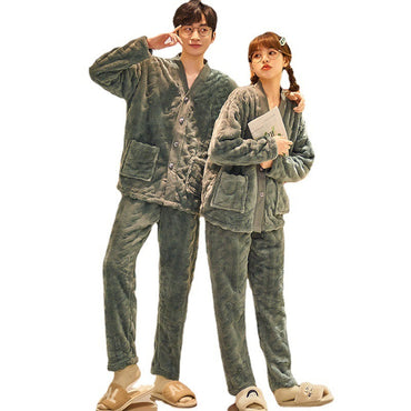 Autumn And Winter Flannel Men's Thickened And Fleece Homewear