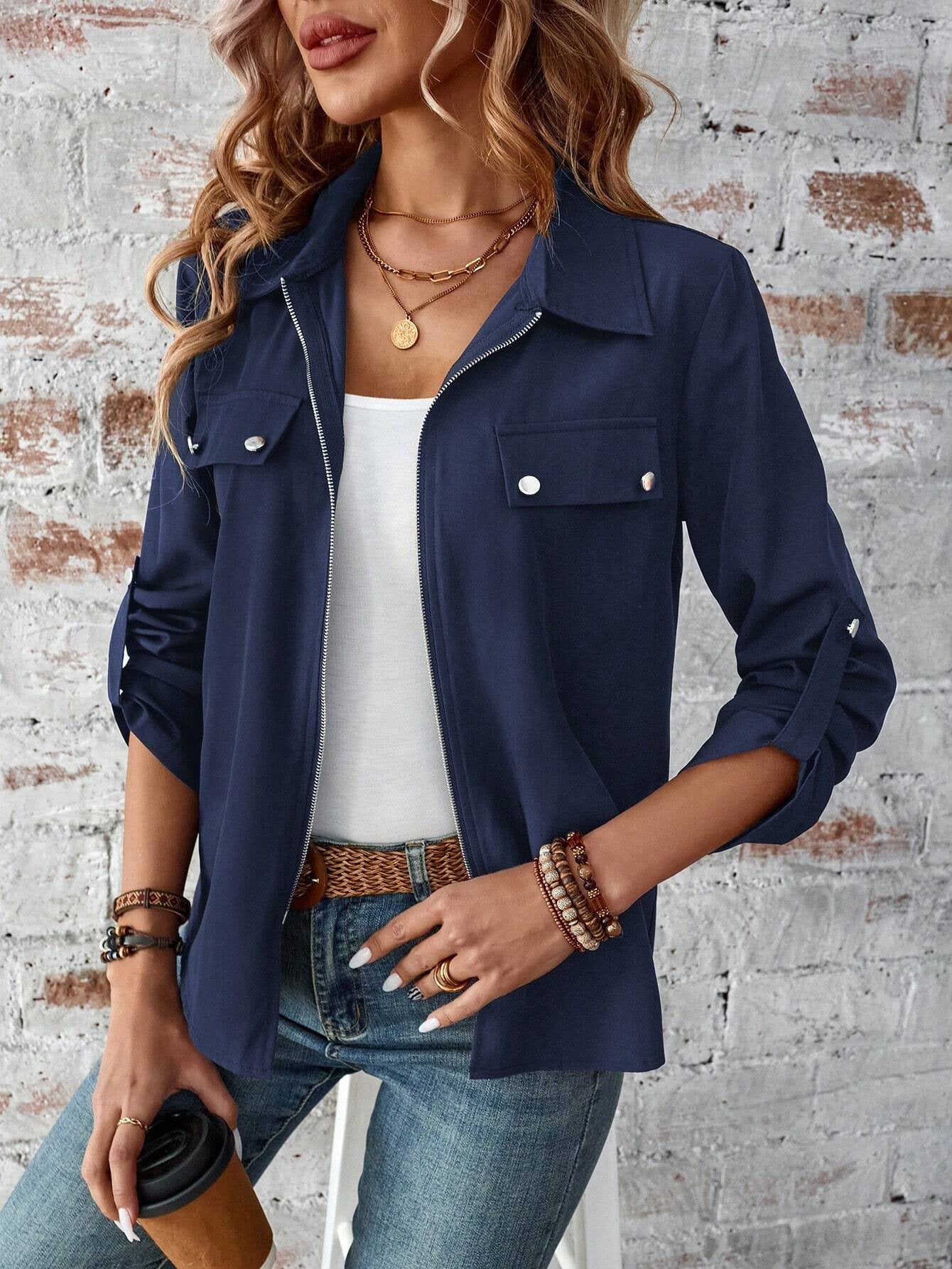 Spring, Autumn And Winter New Lapel Zipper Cardigan Outerwear