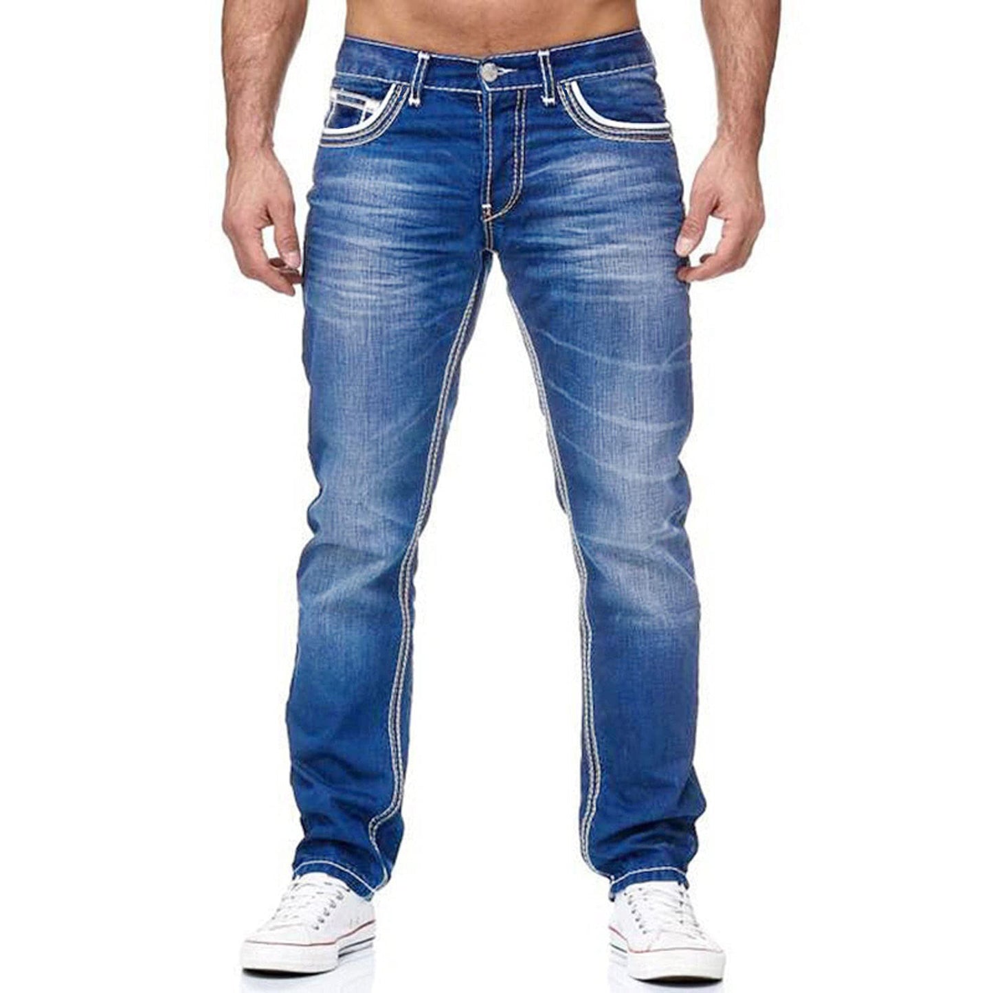 Herr Jeans Med Fickor Raka Byxor Business Casual Daily Streetwear Byxor Herrkläder