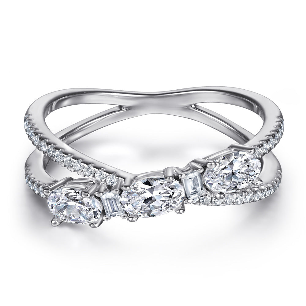 Anneaux 925 argent rotatif croix Denier Zircon bague de fiançailles de mariage pour femmes