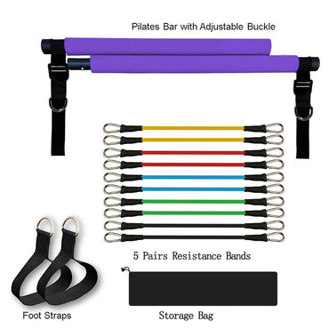 Professional Fitness Yoga Pilates Bar - NBR Resistance Band System for Complete Body Training