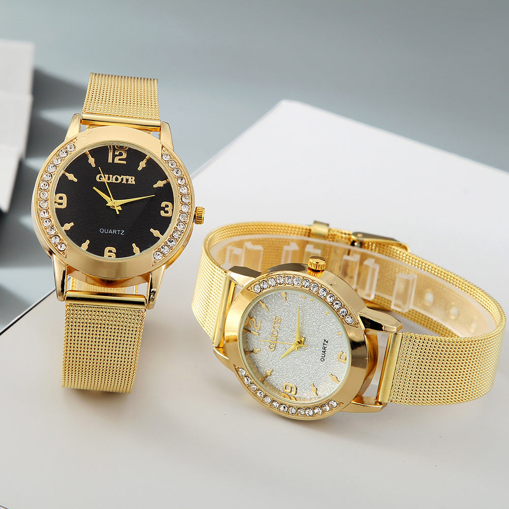 Women's Fashion Diamond Case Quartz Watch - Stylish Functional Elegant Luxurious Accurate Durable Must-Have Stunning