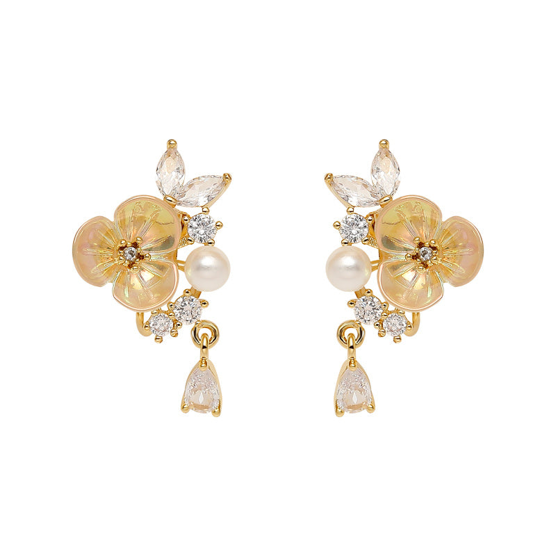 French Vintage Pearl Flower Earrings Premium Mosquito Coil Plate