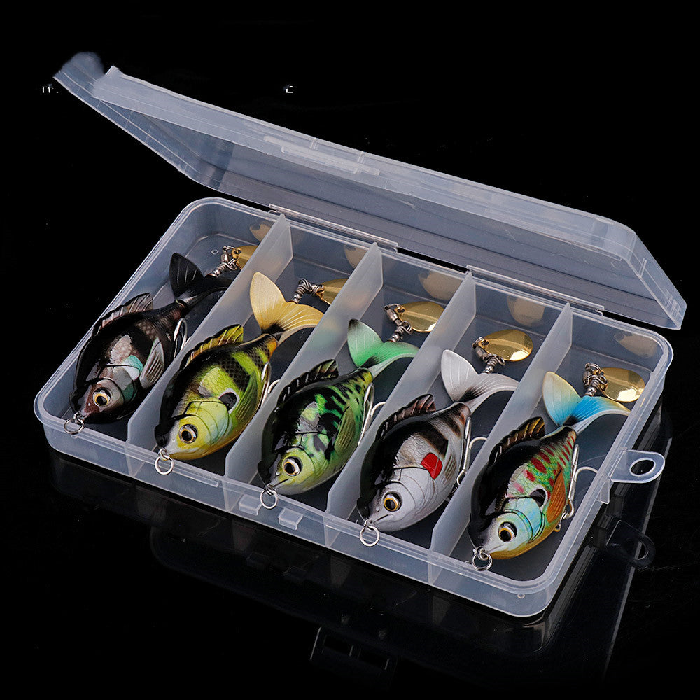 Ensemble de leurres de pêche à queue rotative montés sur le dessus, 5 pièces
