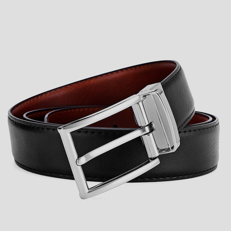 Men's Genuine Leather Rotating Pin Buckle Belt - Authentic Craftsmanship