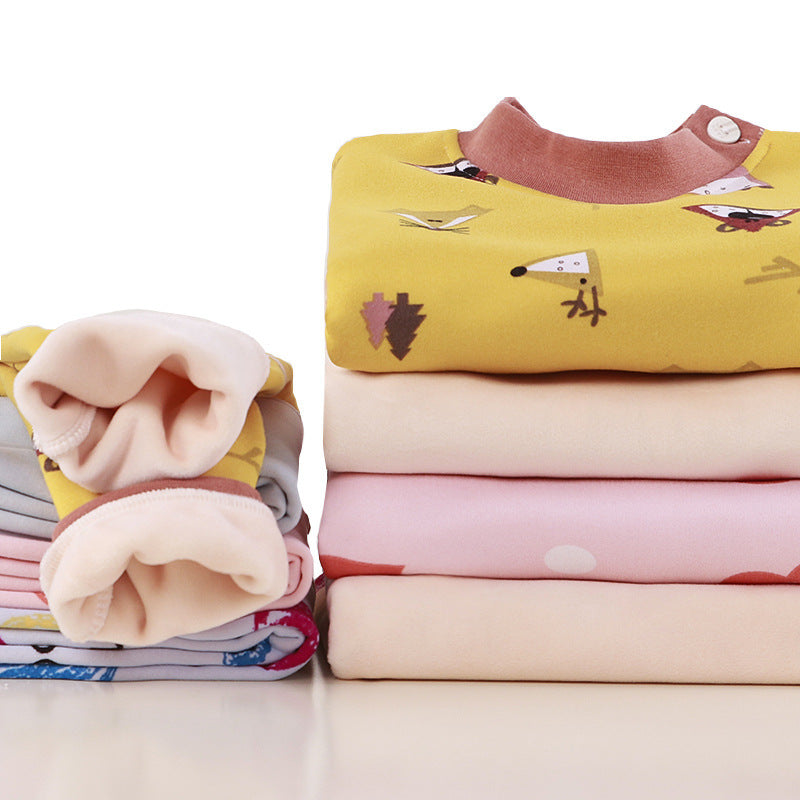 Ensemble de sous-vêtements thermiques épais en velours pour enfants Plus