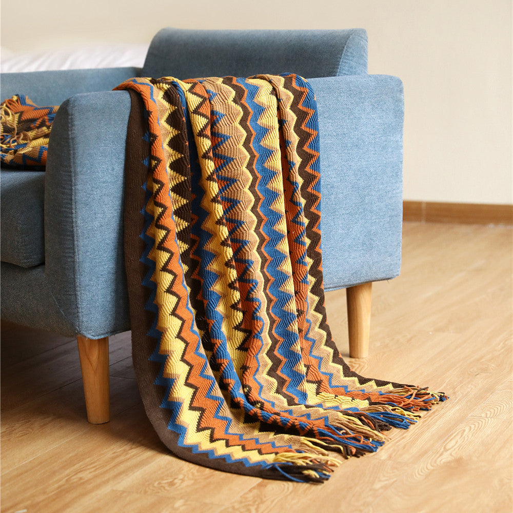 Couverture tricotée pour sieste de bureau bohème