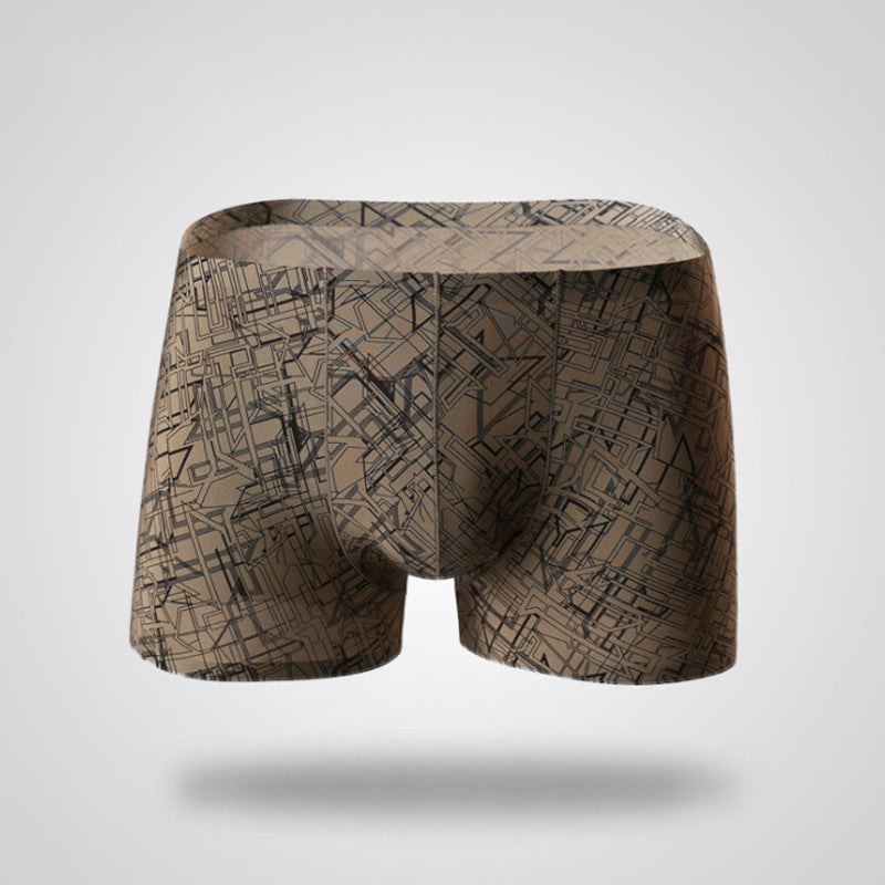 Men's Ice Silk Mid-waist Boxers - Breathable Underpants