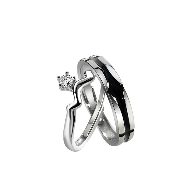 Paire de bagues en argent sterling S925 pour femmes et hommes