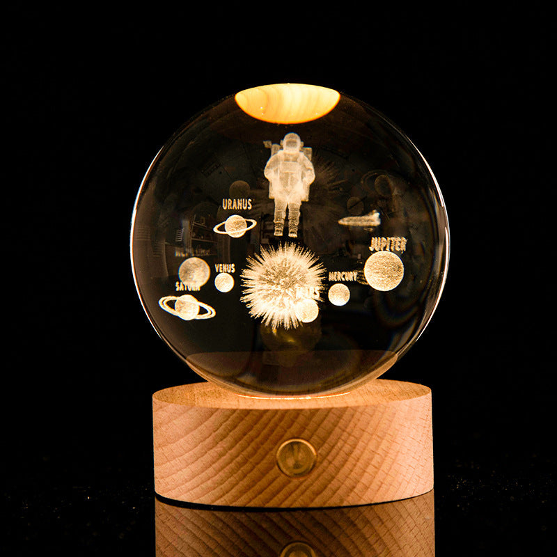 Lysande Galaxy Crystal Ball Dekoration 3D Laser Inre Carving
