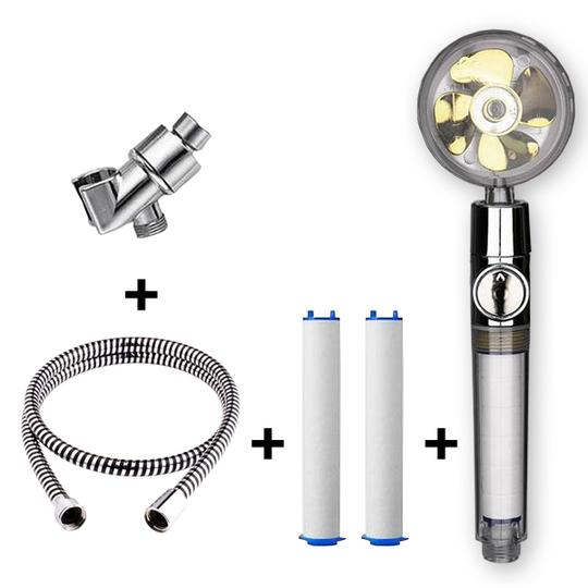Pommeau de douche à hélice avec bouton d'arrêt et filtre en coton, buse de douche à main haute pression turbocompressée