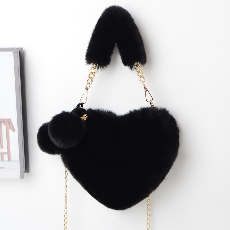 Plush Love Handbag - Soft Faux Fur Tote for Romantic Occasions & Parties