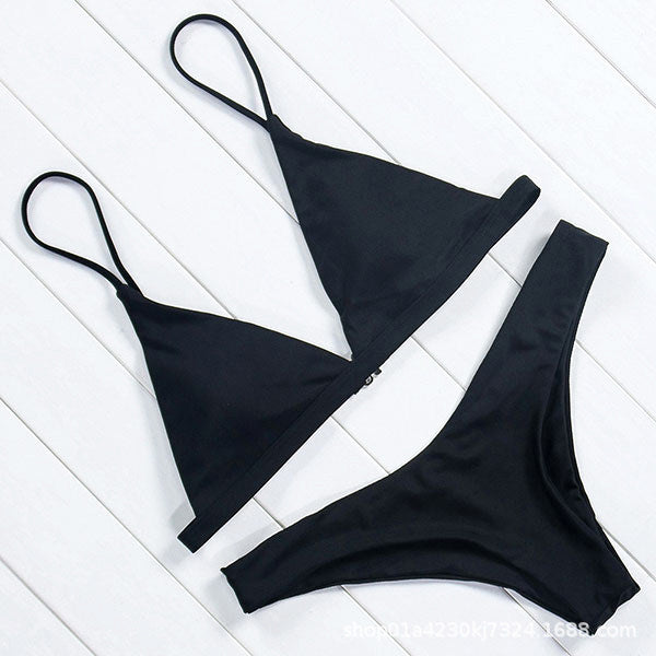 Solid Color Bikini Sexy Strappy Swimsuit