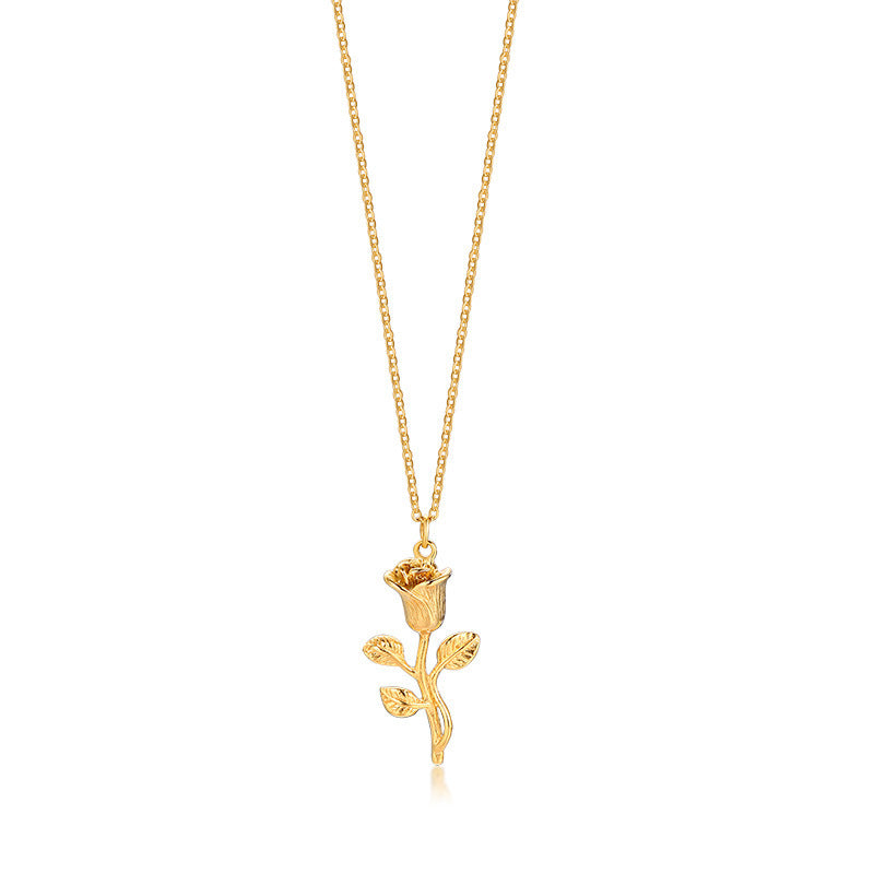 Stainless Steel Gold Roses Necklace For Men New Fashion Gold Cross Pendent With Chain Necklace Jewelry Men Necklace