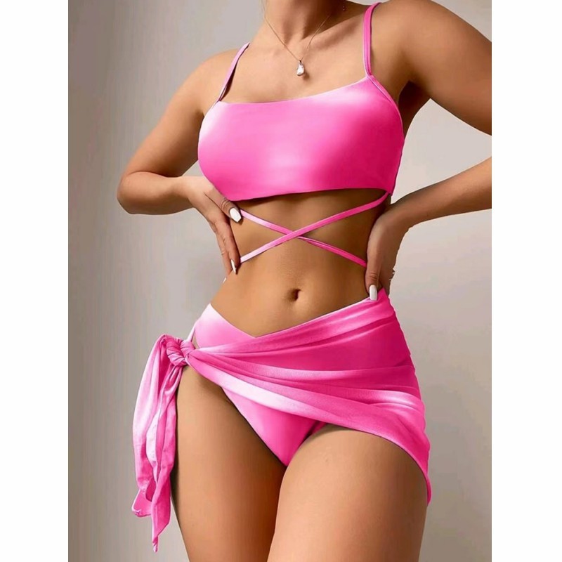 Tie Dye Print Bikini With Short Skirt - Summer Beachwear