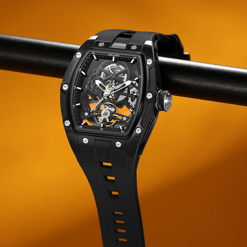 Men's Stainless Steel Shell Automatic Hollow Mechanical Watch