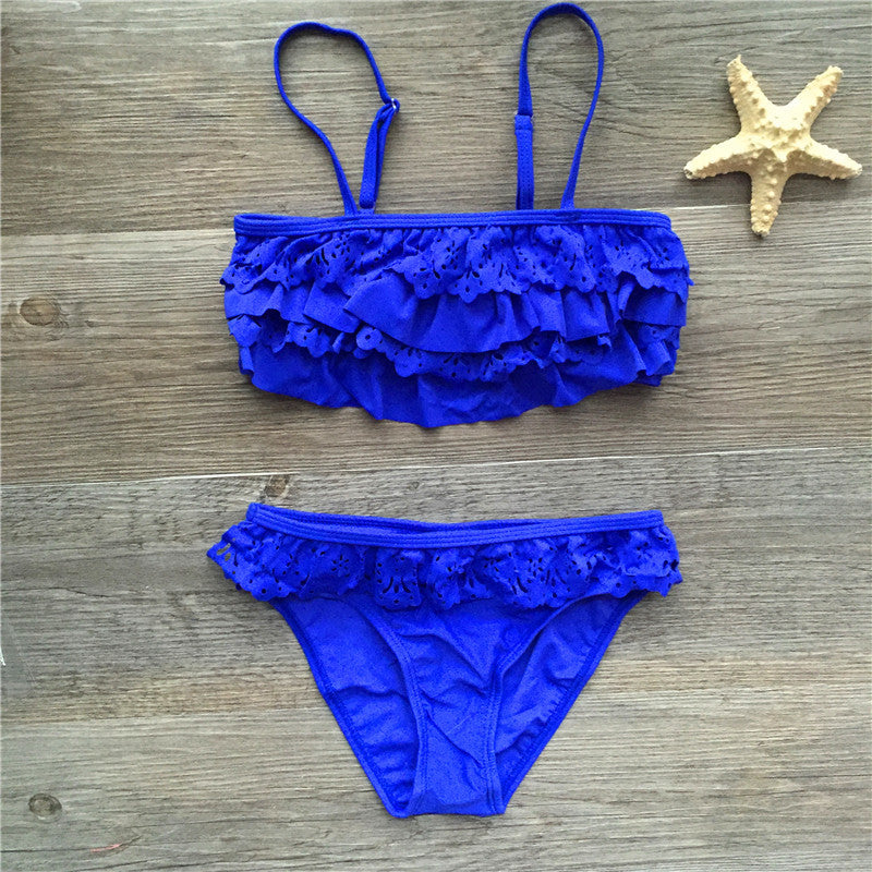 Maillot de bain bikini pour enfants, bikini à volants multicouches, vêtements pour filles