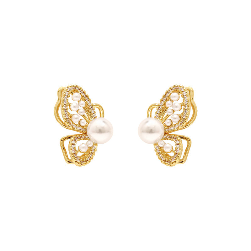Temperament Butterfly Pearl Earrings Mosquito Coil Ear Clip