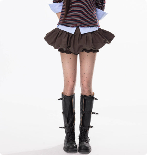 Women's Retro Pleated Ballet Skirt - Low Waist Cotton Blend