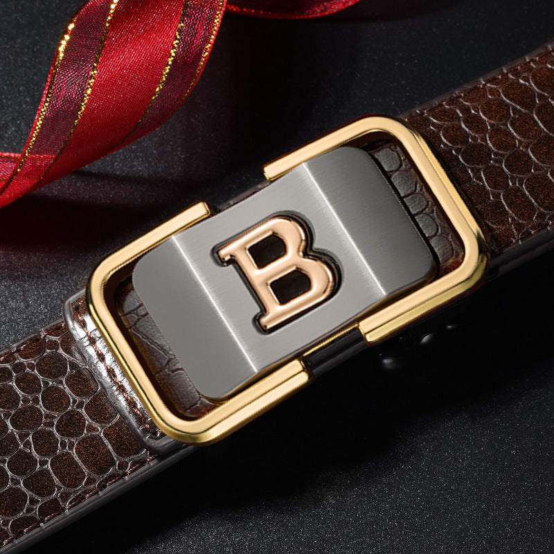 Automatic Buckle Genuine Leather Belt for Middle-Aged and Young People - Universal Appeal