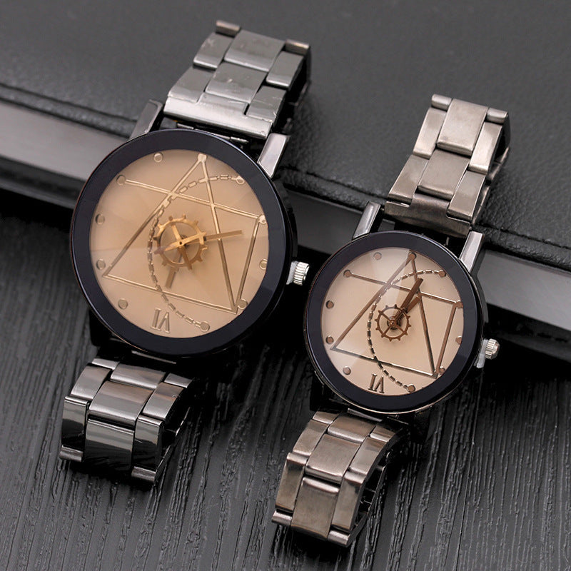 Montre en acier à plateau tournant avec boussole, équipement de mode, montres de Couple pour hommes et femmes
