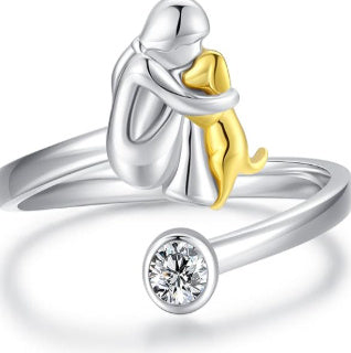 Girl And Dog Pet Ring Ring