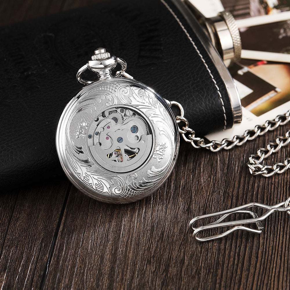Vintage Men's And Women's Engraved Hollow Automatic Mechanical Pocket Watch - Timeless Intricate Sophisticated Durable Unisex