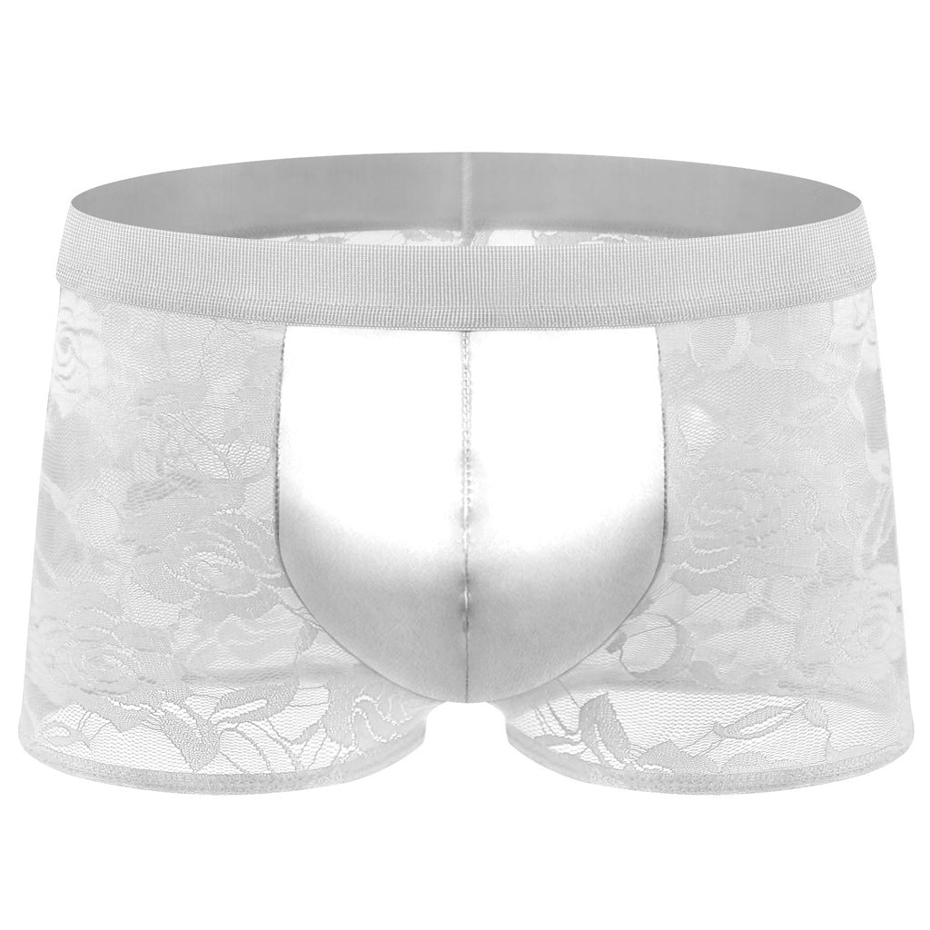 Mid-rise Lace Faux-leather Boxer Briefs