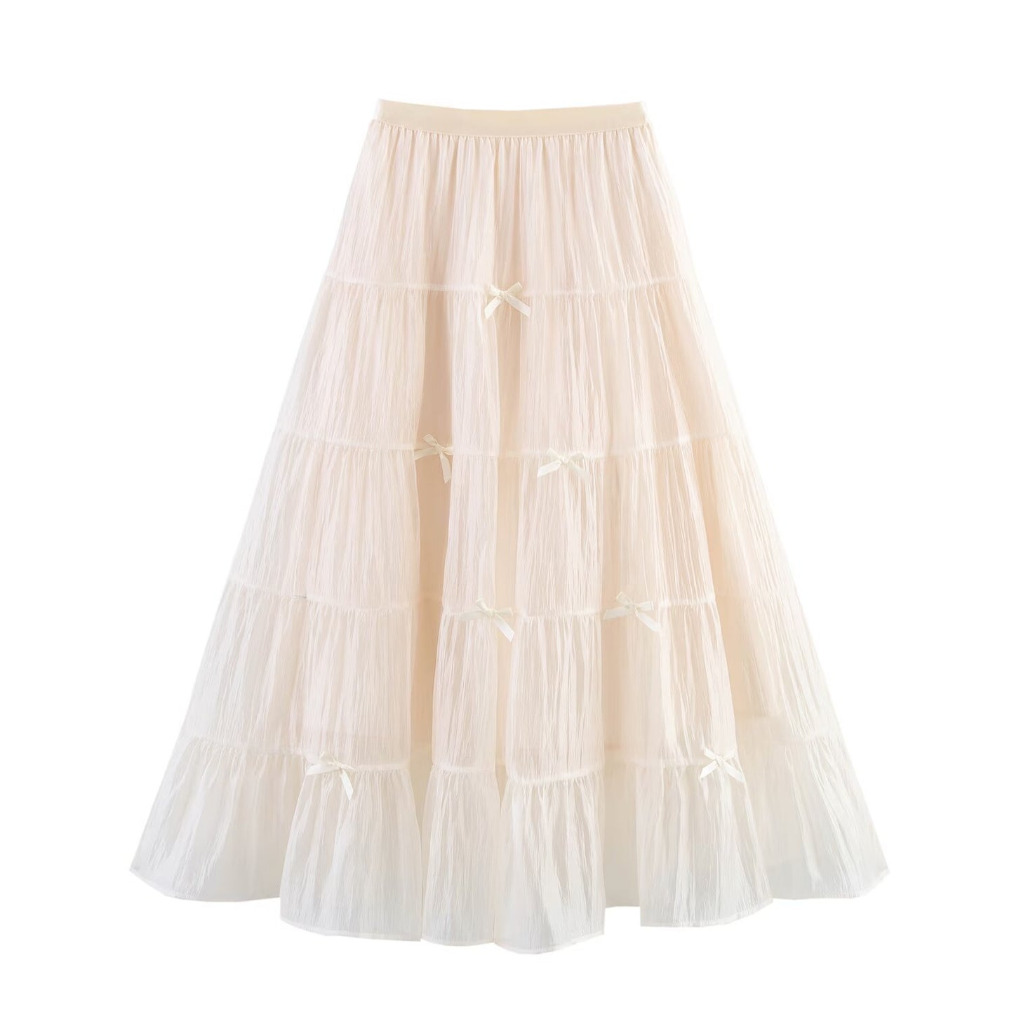 Professional Three-Dimensional Bow Fairy Gauze Cake Skirt - Polyester Multi-Layer (5 Colors, Free Size, College Style)