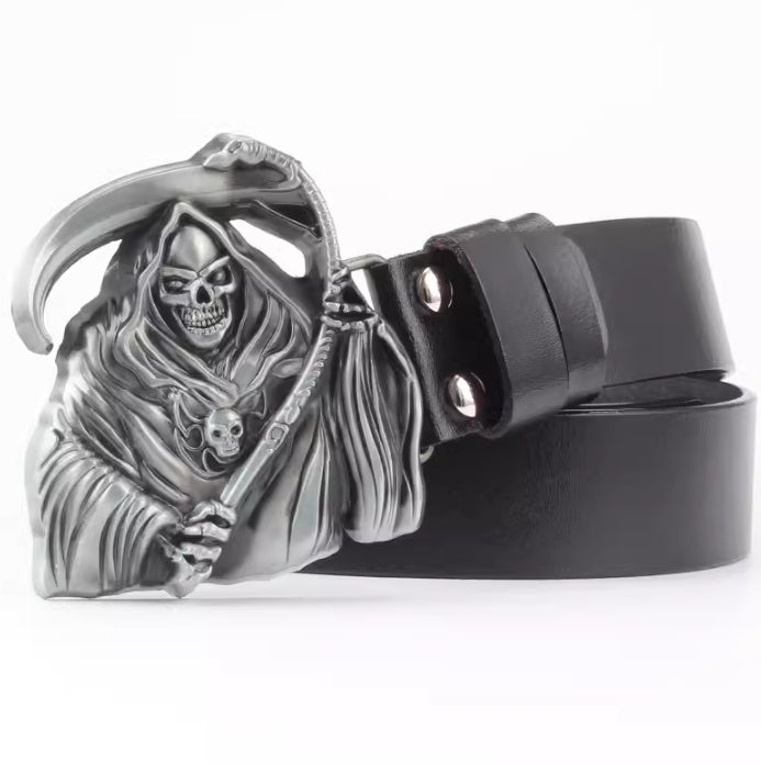 Men's Casual Skull Decorative Two-Layer Cowhide Belt - Rebellious Style