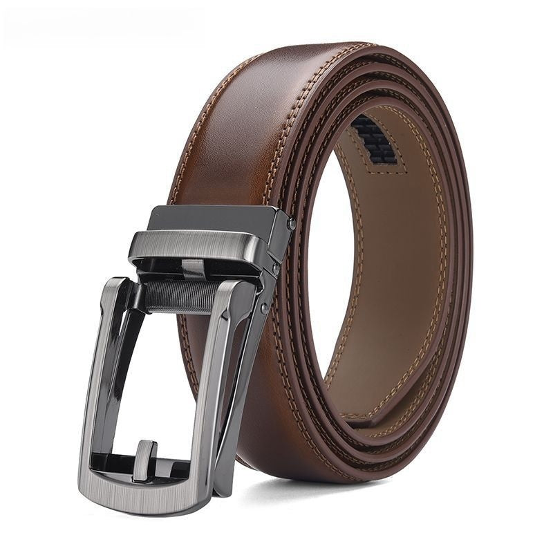 Men's Automatic Buckle Pure Cowhide Pant Belt - Authentic Sophistication