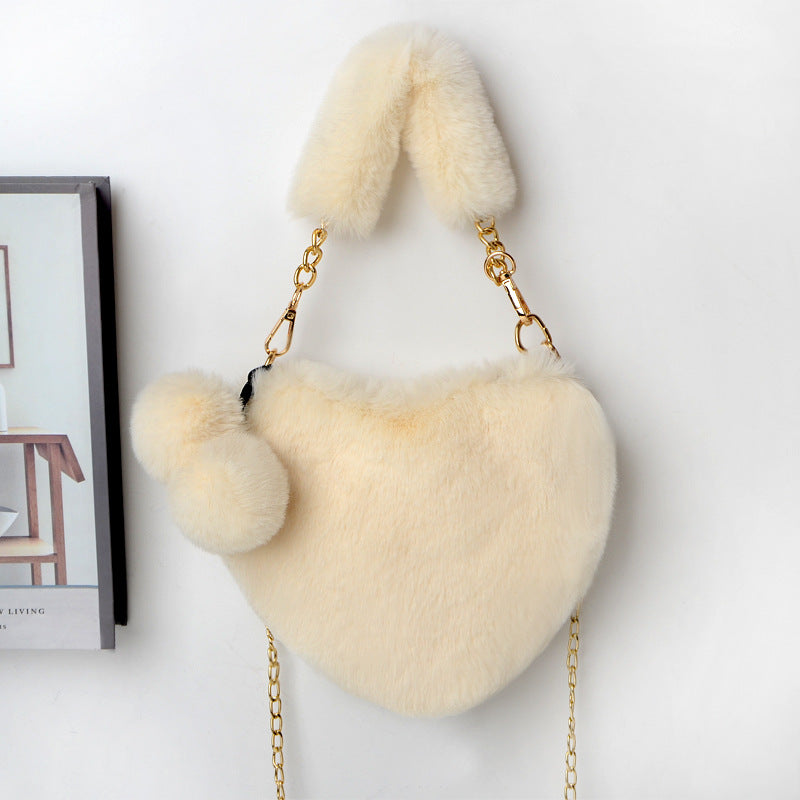 Plush Love Handbag - Soft Faux Fur Tote for Romantic Occasions & Parties