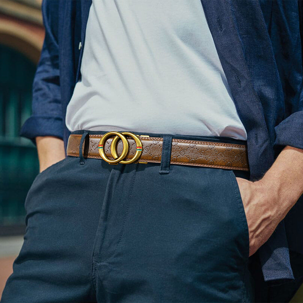 Men's Automatic Alloy Buckle Cowhide Belt - Effortless Strength