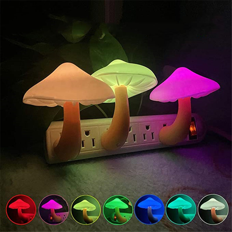 Lampe LED à prise murale en forme de champignon, prise ue US, blanc chaud, capteur de contrôle de la lumière, lumière de chambre à coucher, décoration de la maison