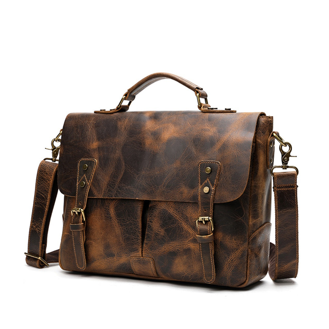 Sacoche porte-documents portable en cuir pour hommes