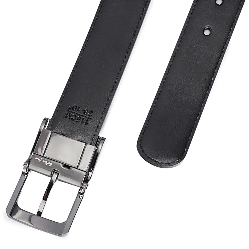 1Pcs Men's Genuine Leather Reversible Belt Rotated Buckle Two In One Big And Tall